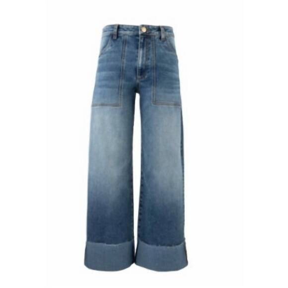 KUT FROM THE KLOTH Denim - NEW KUT FROM THE KLOTH women's meg high rise wide legs roll up hem jeans in blue
